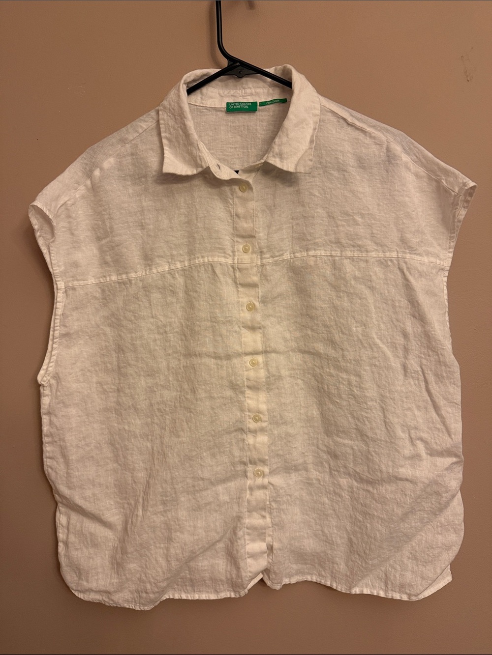 United Colors of Benetton White Linen Sleeveless Top